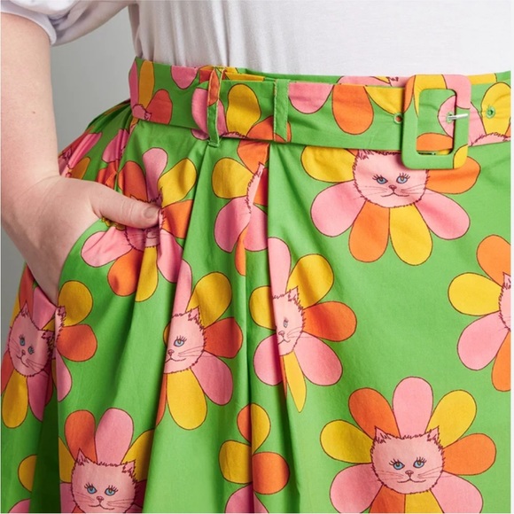 NWT ModCloth x Marisol Muro Flower Cat A Line Skirt Size 10 Retro Pin Up NEW - Picture 2 of 5
